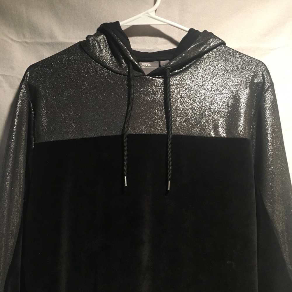ASOS Metallic Velour Hoodie - Picture 2 of 4